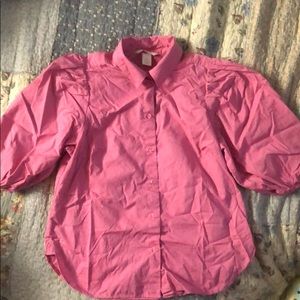 Button down with puff sleeves